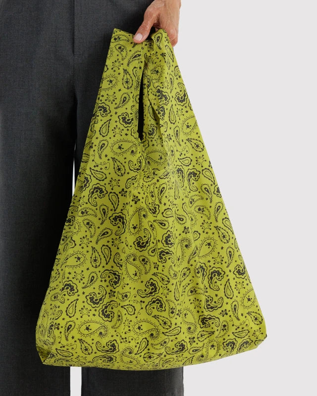 Baggu Standard Reusable Bag in Chartreuse Paisley