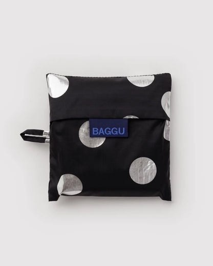 Baggu Standard Reusable Bag in Silver Metallic Polka Dot