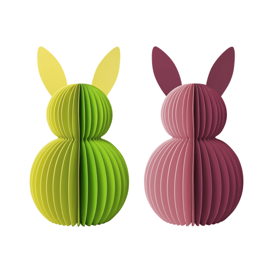 Paper Bunnies in Green & Fuchsia, Set of 2